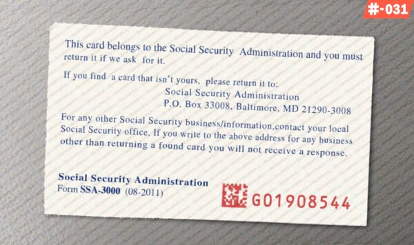 USA Social Security Template back - Image 2