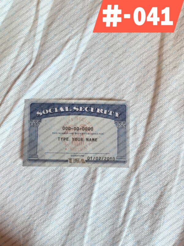 For Work Social Security Card Template