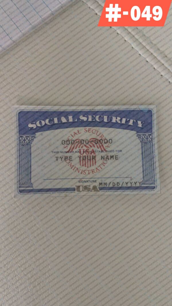 Blank social security card template with seal