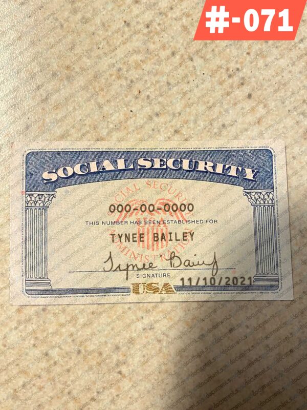 Utah Social Security Card Template