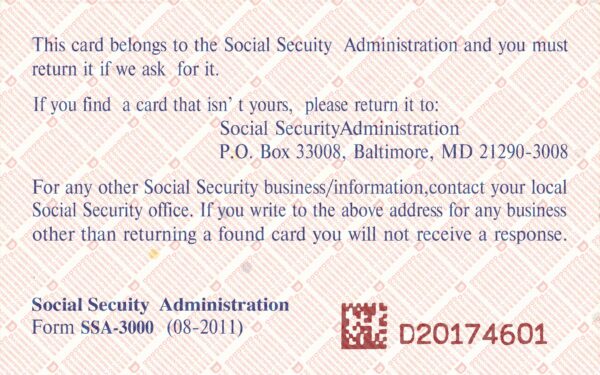 New Hampshire Social Security Card Template - Image 3