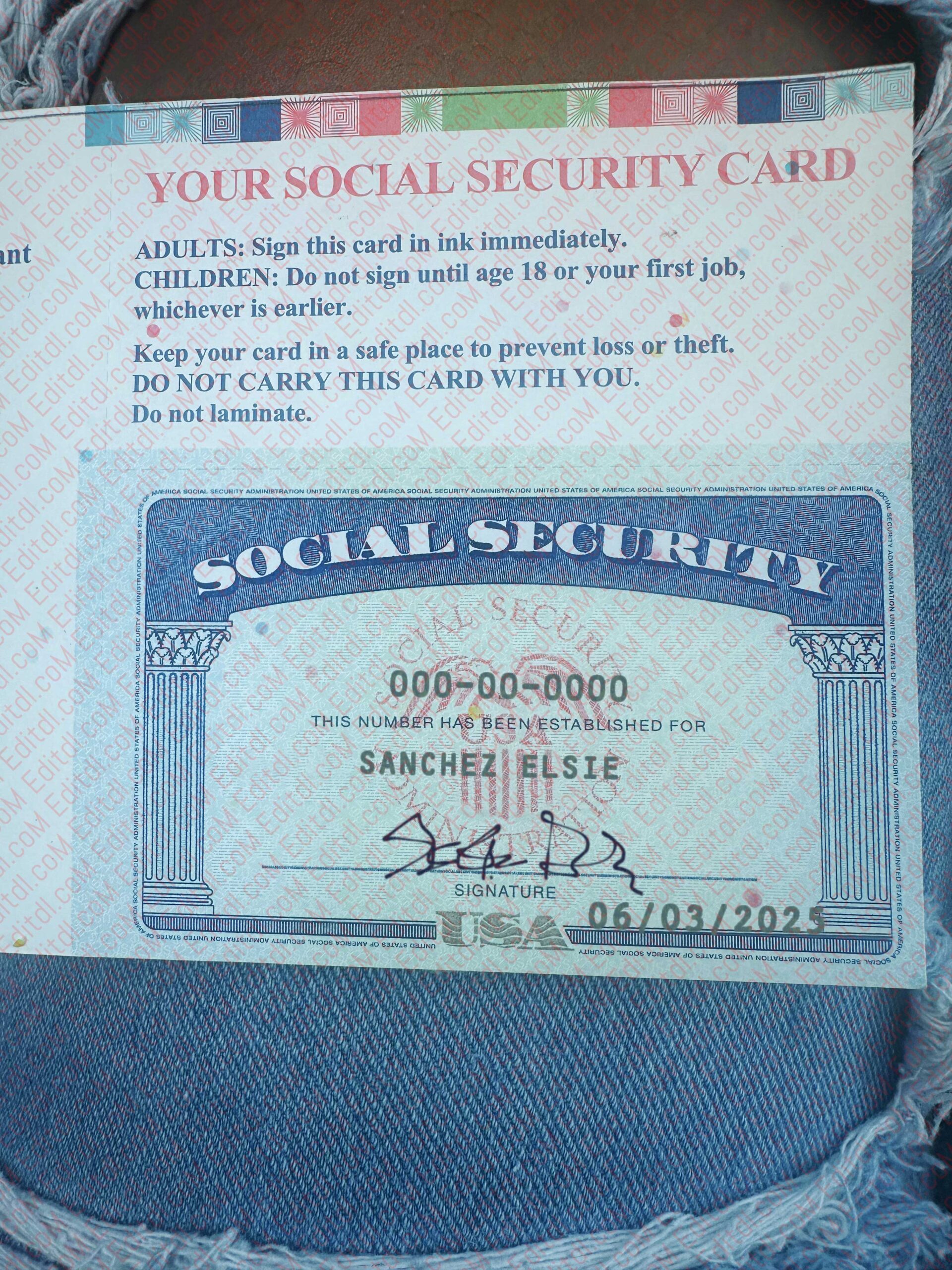 Blank Social Security Template