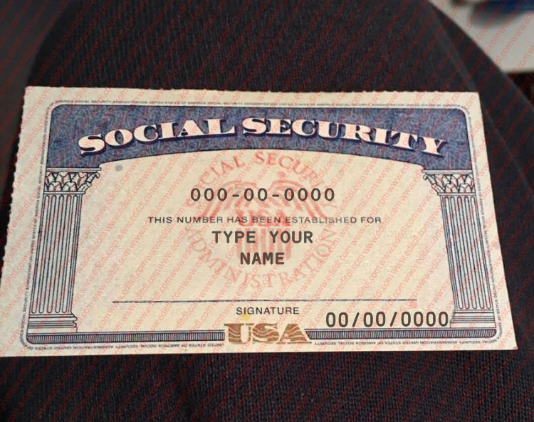 Blank Social Security card template PDF preview with empty personal fields