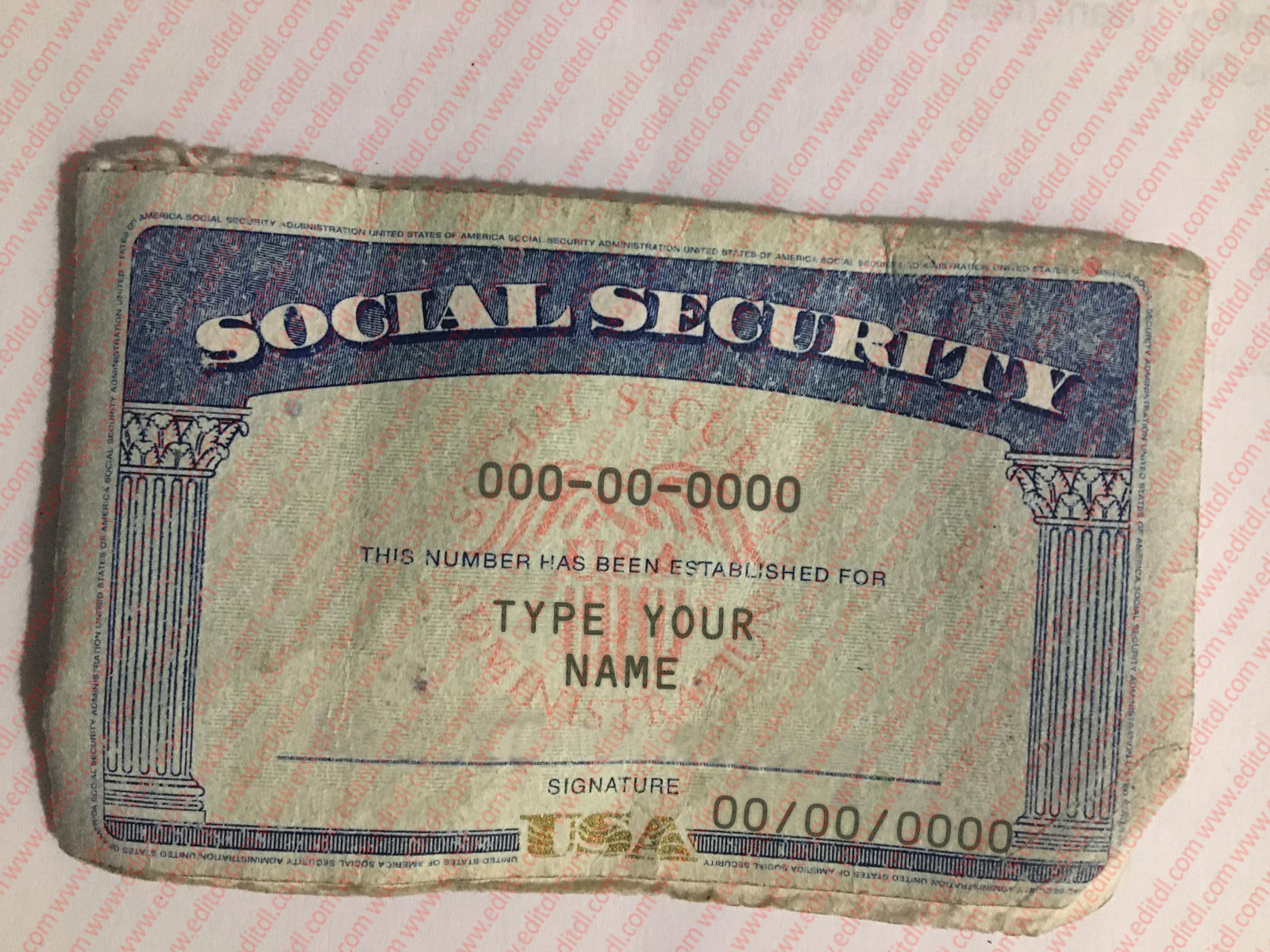 Editable SSN Card PSD Back Side
