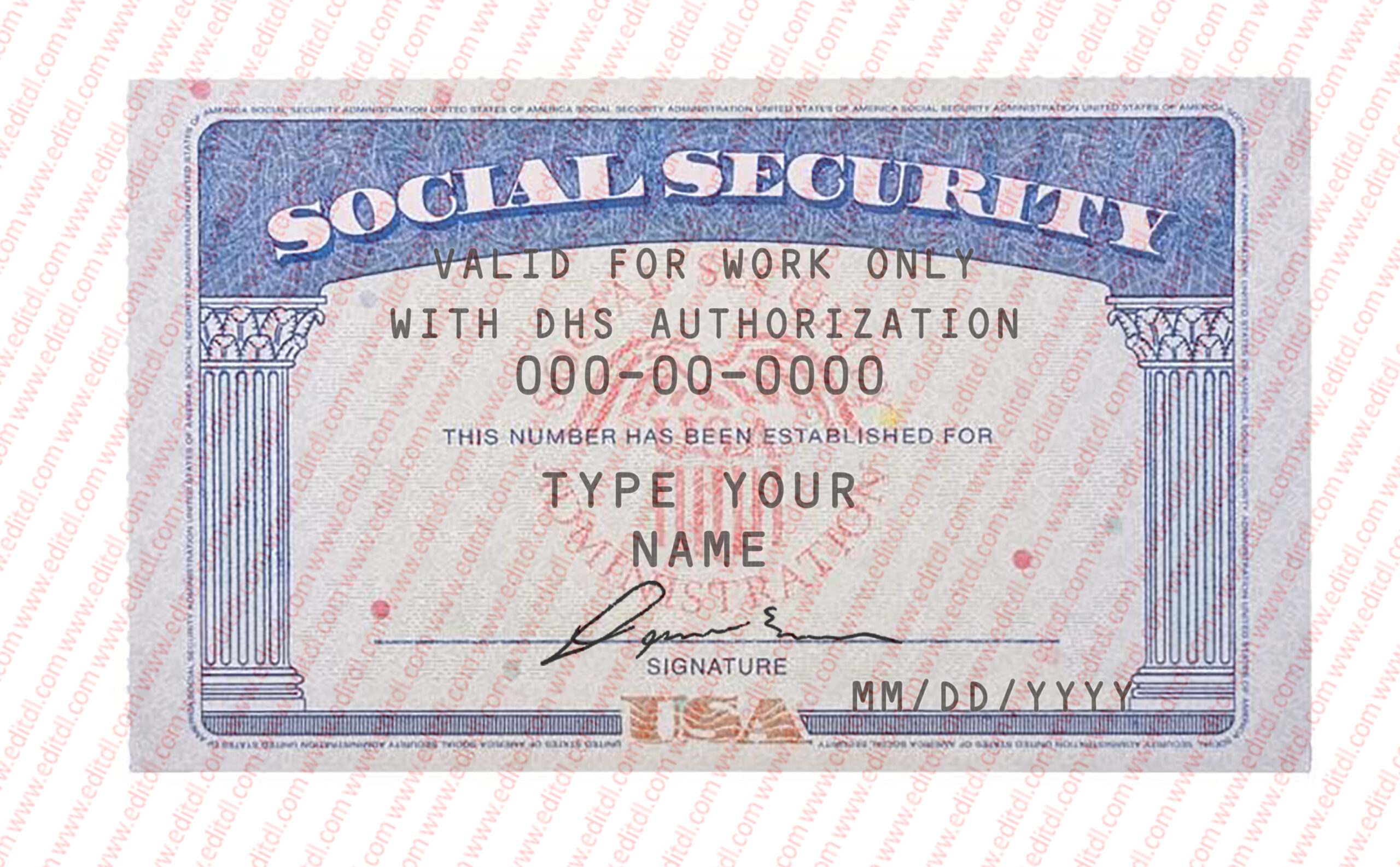 Oklahoma Social Security Card Template