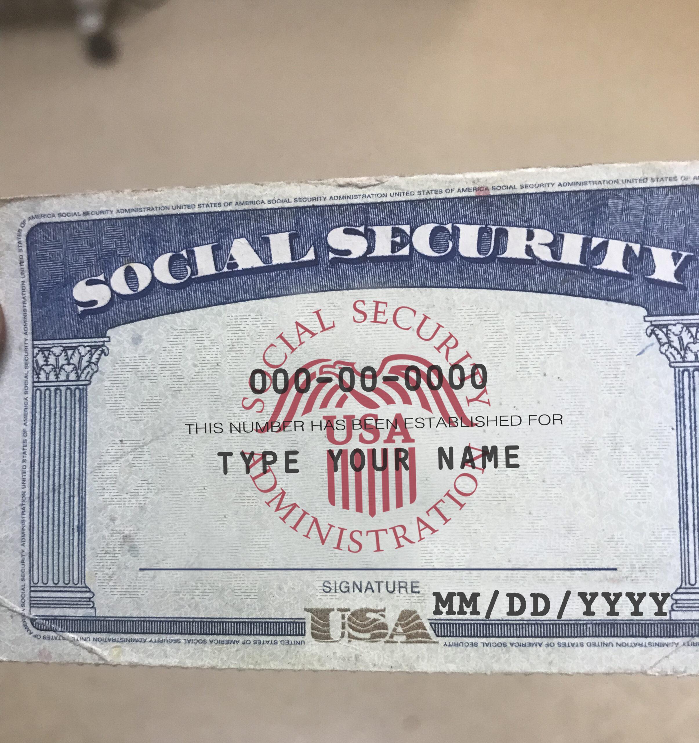 Nebraska Social Security Card Template