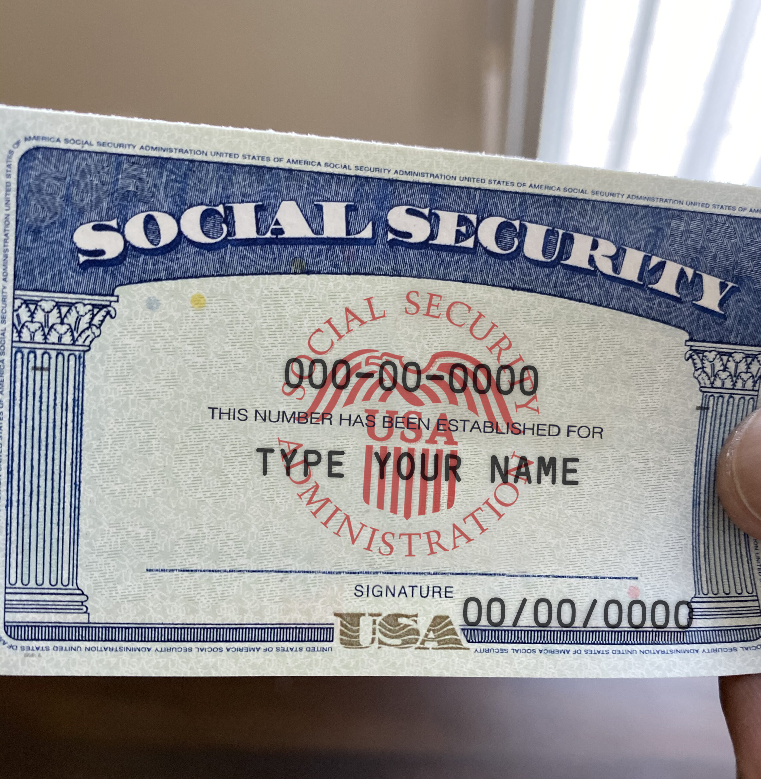 New Jersey Social Security Card Template