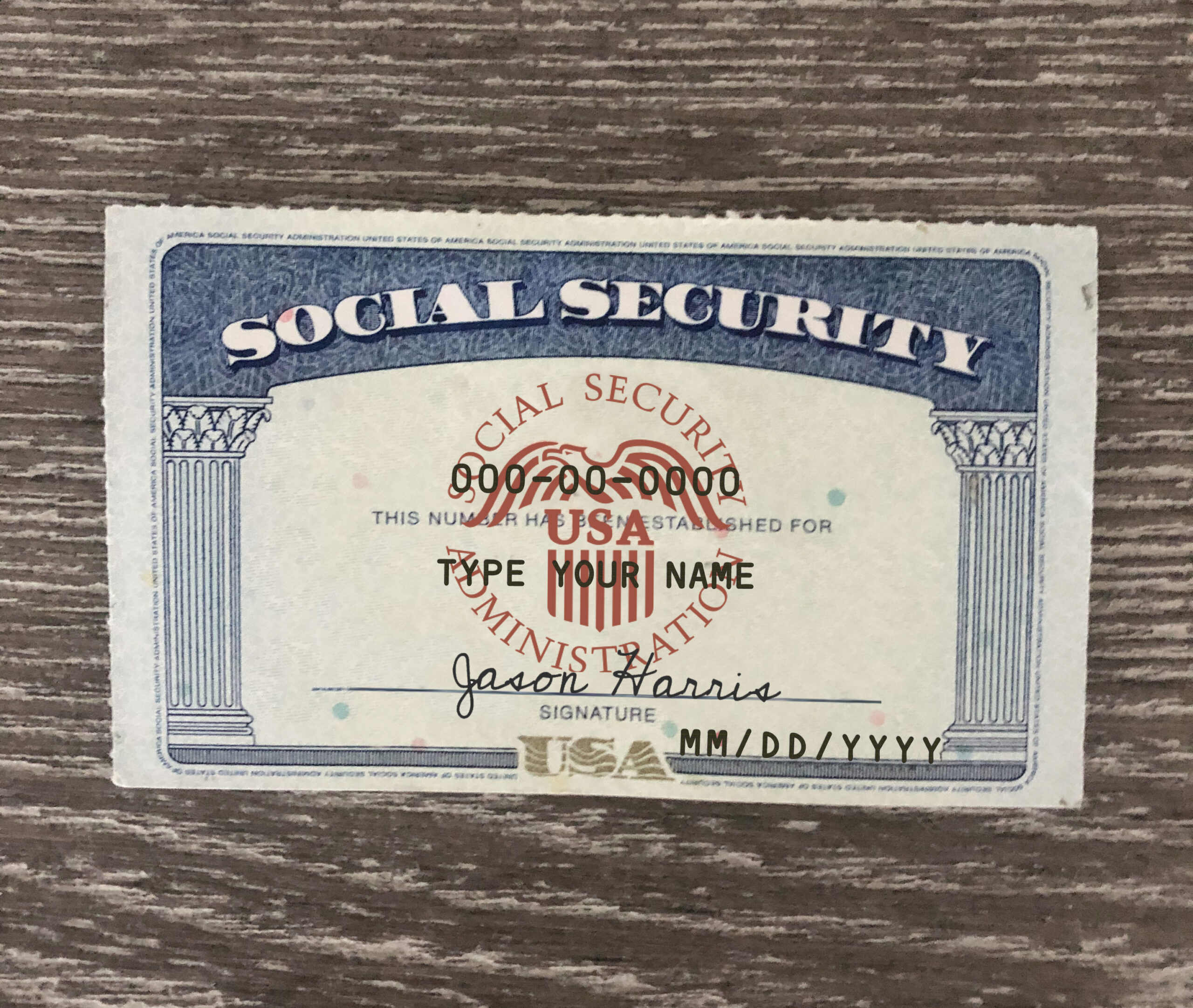 New Hampshire Social Security Card Template