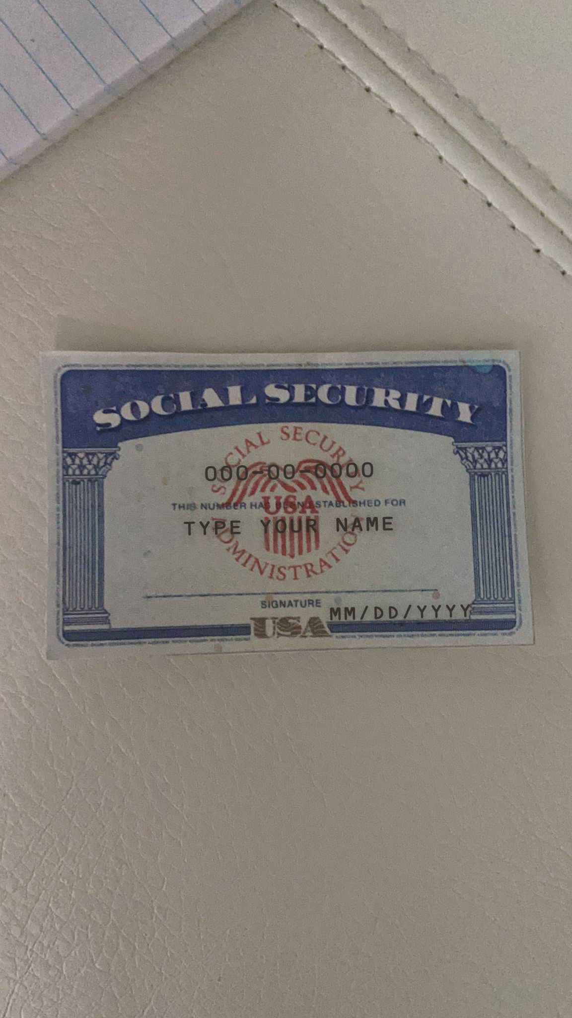 Connecticut Social Security Card Template