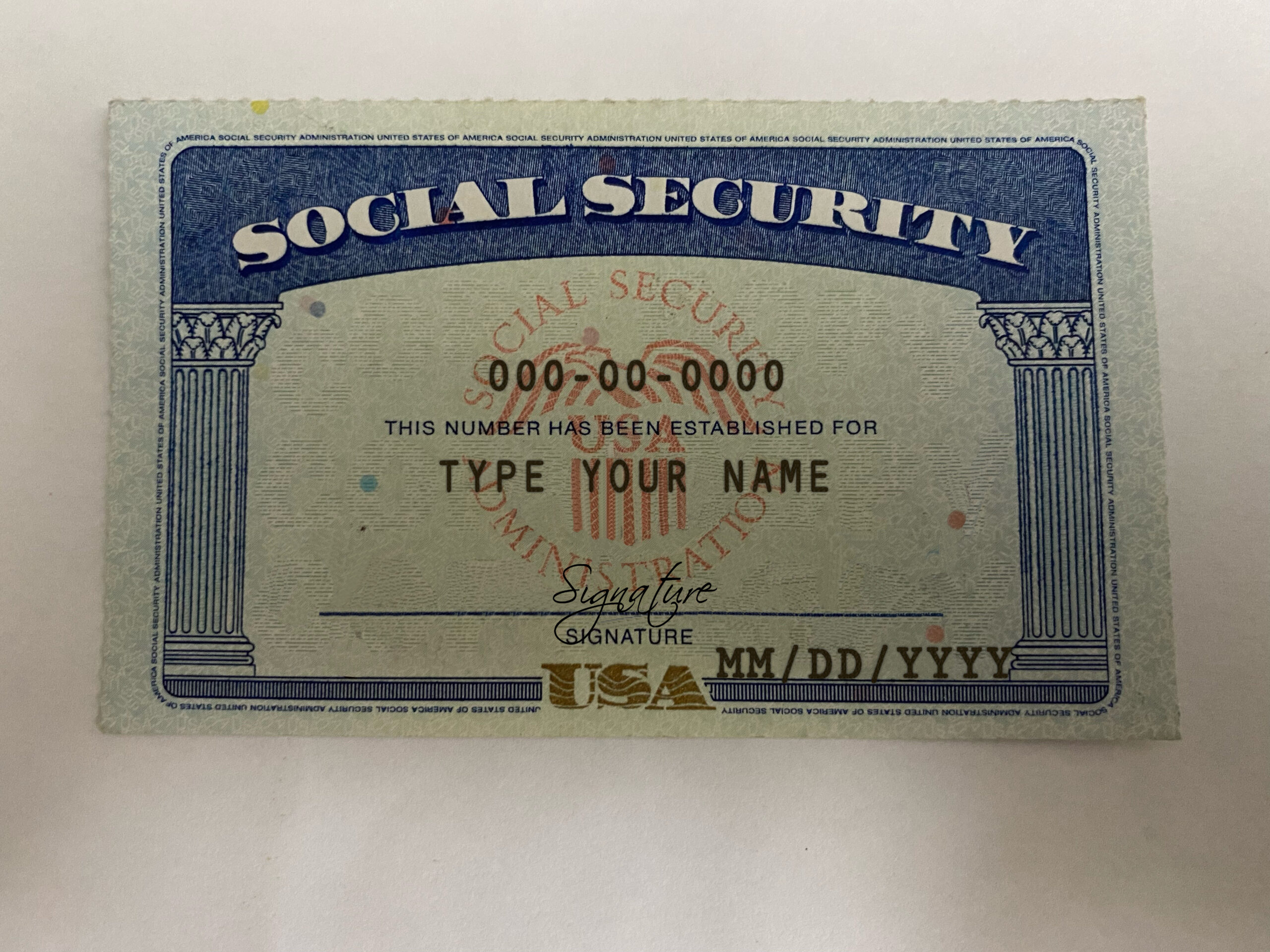 Hawaii Social Security Card Template