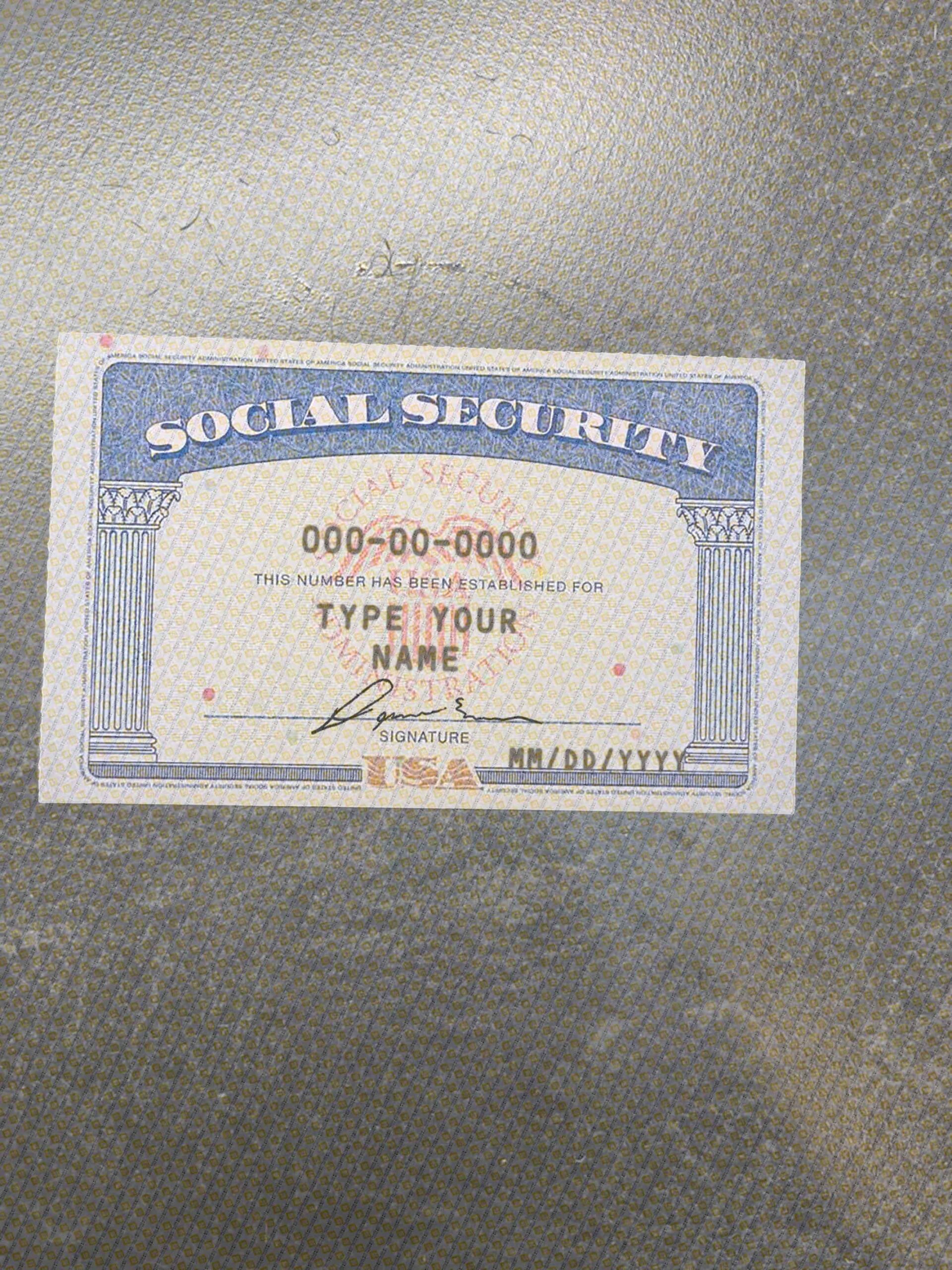 Blank Fillable Social Security Card Template
