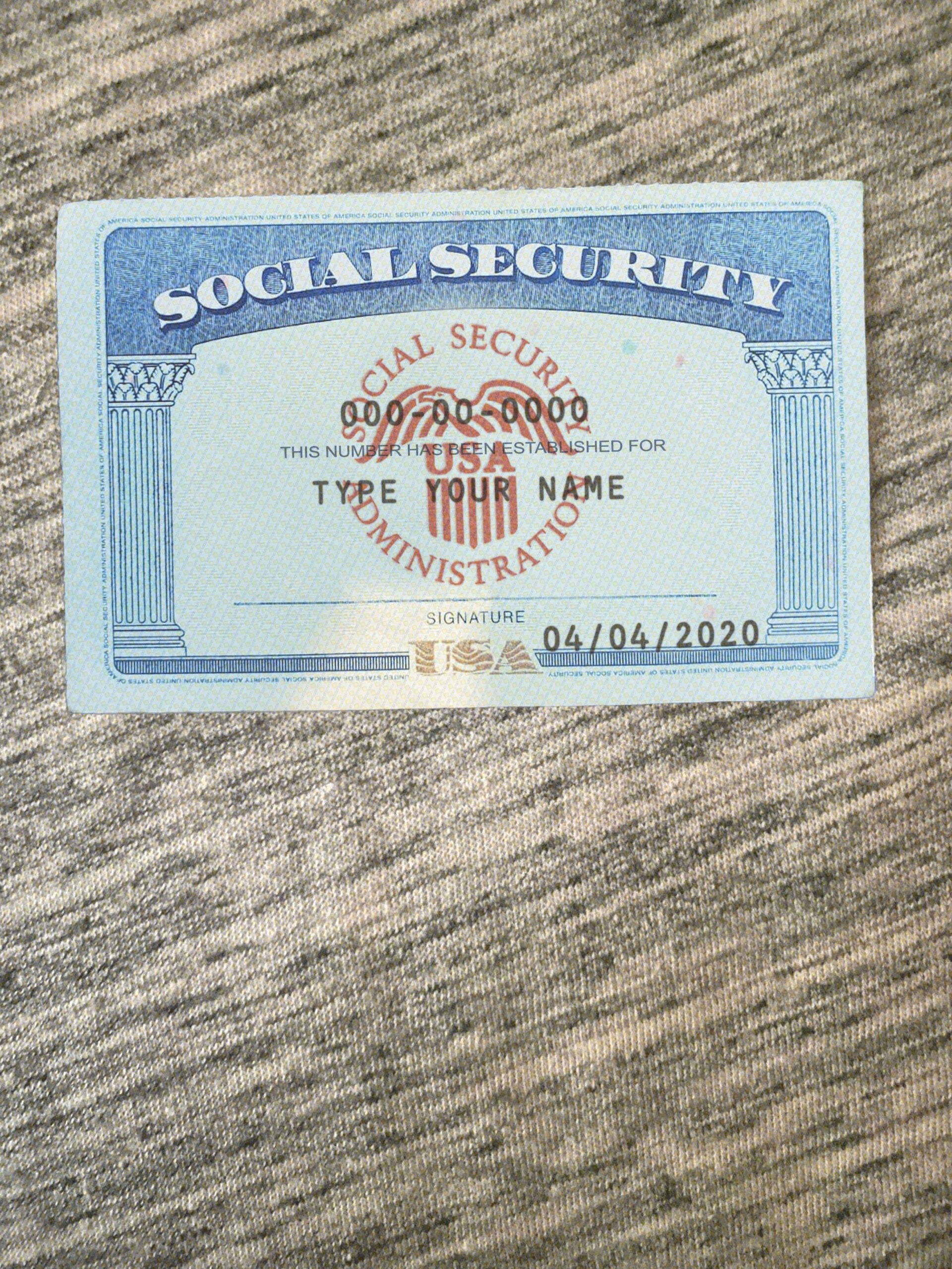Arizona Social Security Card Template