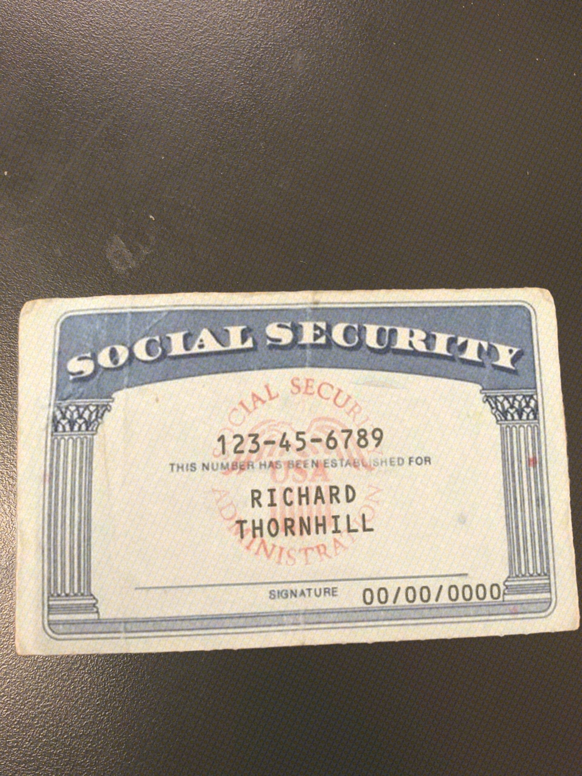 Maine Social Security Card Template