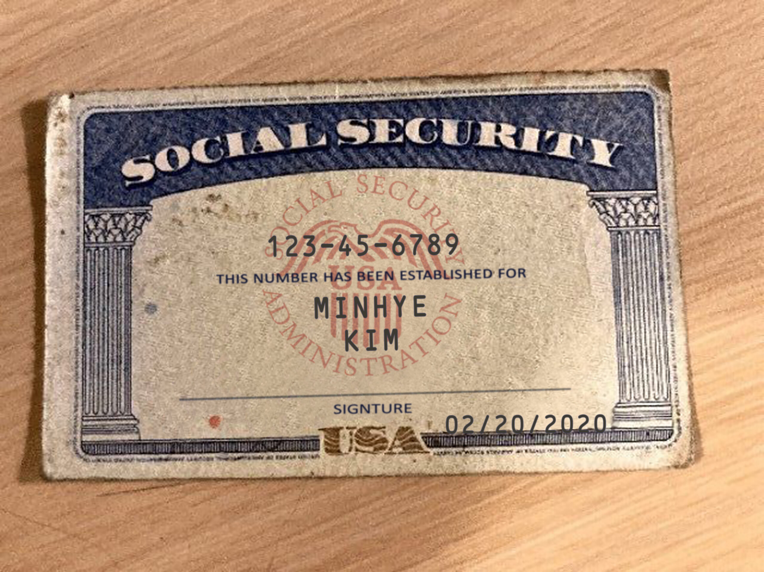 Fake Social Security Card Template
