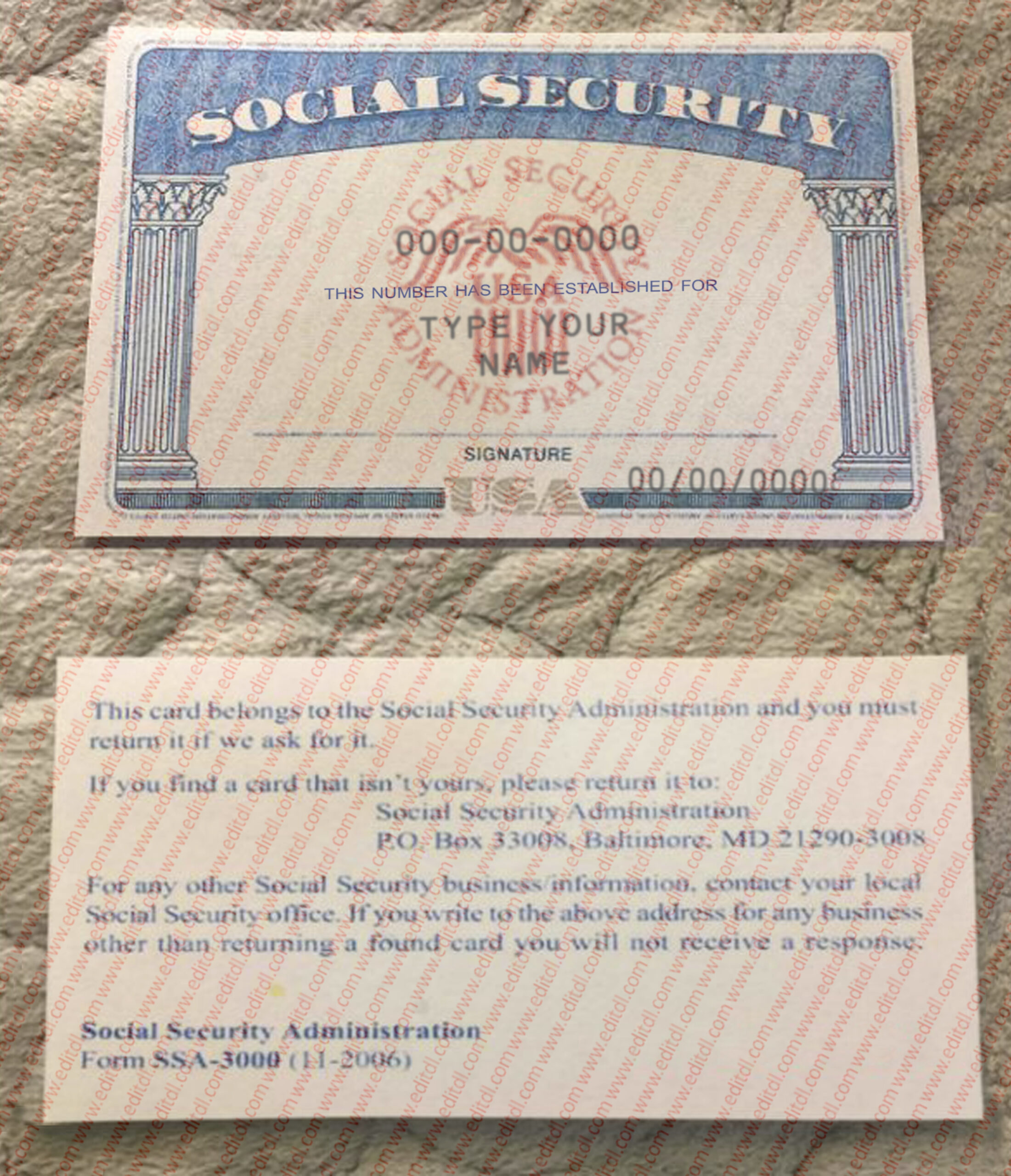 Wisconsin Social Security Card Template